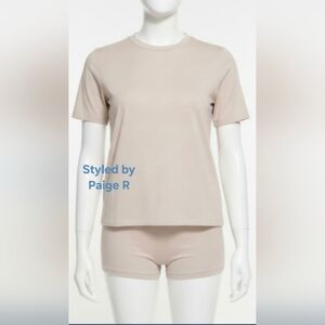 💕NWT SKIMS Relaxed Tees Short Sleeve Cotton T-shirt T Shirt Tee STONE XS